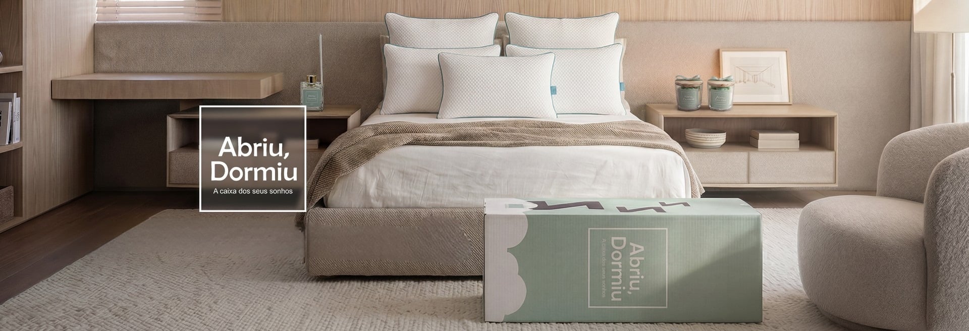 Quarto com colchão e travesseiros Abriu, Dormiu